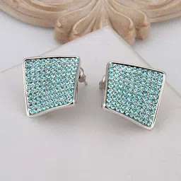 Yellow Chimes Platinum Plated Crystals-Studded Contemporary Studs Earrings-picture-37