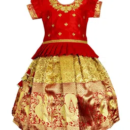 AMIRTHA FASHION Girls Embroidered Zari Ready to Wear Lehenga & Blouse-picture-38