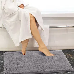 OBSESSIONS Grey Solid Pure Cotton 2800 GSM Anti-Skid Bath Rug-image-19