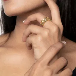 WHITE LIES Gold-Plated Fence Finger Ring image 1