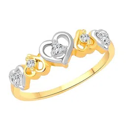 Vighnaharta Gold Plated Cubic Zirconia Studded Dancing Heart Finger Ring-image-60