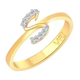 Vighnaharta Gold-Plated CZ Studded Alphabet S Finger Ring image 1