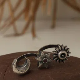 VENI Oxidized Silver-Plated Adjustable Finger Ring-picture-10