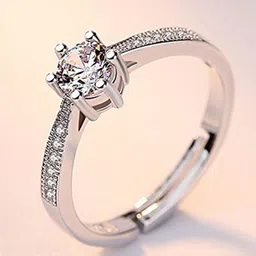 Mahi Rhodium-Plated Crystals Stone Adjuatable Finger Ring-picture-54