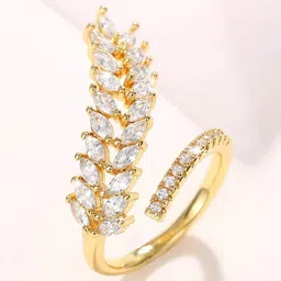 Jewels Galaxy Gold-Plated American Diamond-Studded Adjustable Finger Ring-image-24