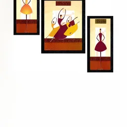 PnF Cream-Coloured & Maroon 3 Pieces Abstract Wall Art-picture-36