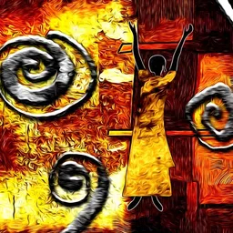 PnF Red & Yellow Wooden Abstract Painting Wall Art-image-78