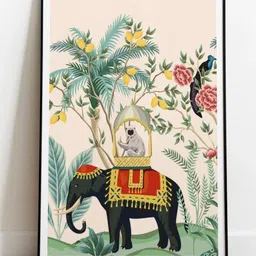 INDIAN CLASSIC ART Brown & Beige Shreenathji Pichwai Traditional Painting Framed Wall Art-image-48