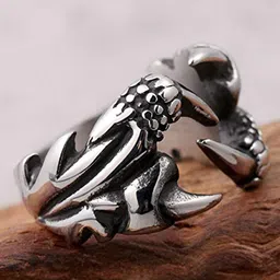 MEENAZ Silver-Plated Oxidised Stainless Steel Dragon Claw Shaped Finger Ring-picture-14