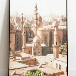 INDIAN CLASSIC ART Beige & White Cairo Painting Framed Wall Art-picture-34