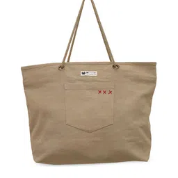 The House of Tara Beige Oversized Shopper Shoulder Bag-image-41