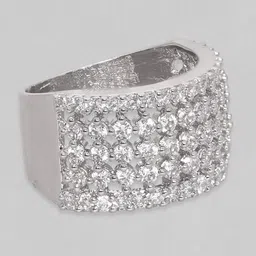 Rubans Silver-Plated CZ Studded Brass Finger Ring image 3