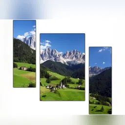 PnF Green & Blue 3 Pieces Wooden Floral and Botanical Wall Art image 1