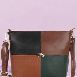 Lancer Women Checked Vegan Leather Crossbody Oversized Sling Bag-image-28