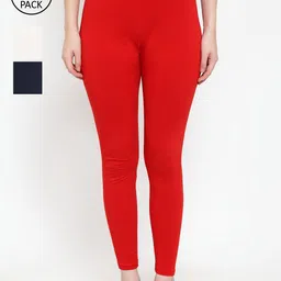 Jinfo Women Pack Of 3 Solid Super Combod Cotton Lycra Ankle-Length Leggings-picture-49