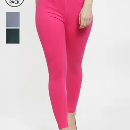 Jinfo Women Pack of 3 Solid Ankle Length Leggings-picture-28