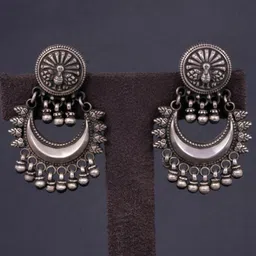 Shyle 925 Sterling Silver Peacock Motif Drop Earrings image 1