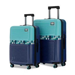 Urban Jungle Set Of 2 Blue Small & Medium Hard Luggage Trolley image 1