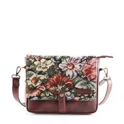 RUDHIRA Floral Printed Leather Structured Sling Bag-picture-34