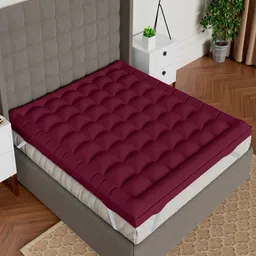 AVI Maroon Quilted 1000 GSM Pure Cotton Double Queen Mattress Topper-picture-36