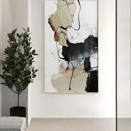 THE HANDMADE FLAIR Black & Brown Abstract Painted Framed Wall Art-picture-39