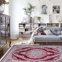 apco Burgundy Traditional Polypropylene 5 ft x 7 ft Machine Made Carpet image 1