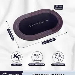 sunvibe Grey Slogan Rubber 16x24 Inches AntiSkid Bath Mat image 2