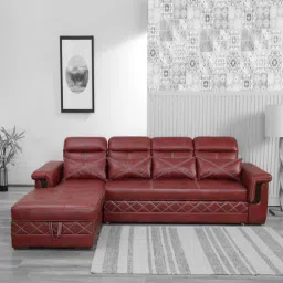 star india Home Leatherette RHS Pull-Out Sofa Cum Bed in Red Colour-picture-13