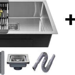 messina Handmade 21" X 18" X 10" Inches Kitchen Sink Single Bowl Sound Proof With Tap Stainless Steel Matt Finish_A40 Vessel Sink-picture-42