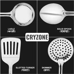 cryzone Skimmer & Spatulas & Slotted Turner & Ladle & Serving Spoon for Cooking Stainless Steel Serving Spoon Set image 4