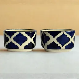 freakway Ceramic Sauce Bowl Ceramic Dip Bowl| Navy Blue Moroccan, Snacks & Dips | 2 Pieces, 40 ml image 3
