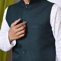 BAESD Mandarin Collar Woven Nehru Jacket image 5