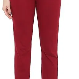 unfld Women Solid Maroon Track Pants image 1