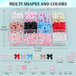 thr3e strokes 3D Nail Charms and Flatback Pearls Set for Nail Art DIY Decoration with Tweezer image 2