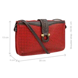 Hidesign Maroon Textured Leather Handcrafted Structured Sling Bag image 5