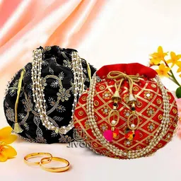 jivon Women Black, Red Potli-picture-15