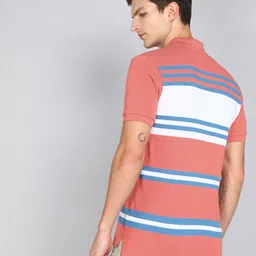 u.s. polo assn. Men Colorblock Polo Neck Pure Cotton Orange T-Shirt image 4