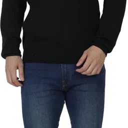 axolotl Men Self Design V Neck Black Sweater image 5