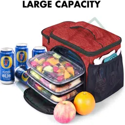 double r bags Lunch Bag Lightweight Food Lunch Box Large Capacity with Shoulder Strap. Lunch Bag image 3