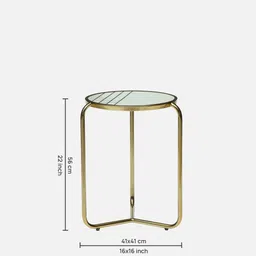 casacraft from pepperfry Tinto Metal Nest of Table In Gold Finish with Marble Top (Set of 2) image 3