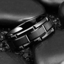 MEENAZ Unisex Silver-Plated Textured Finger Ring image 4