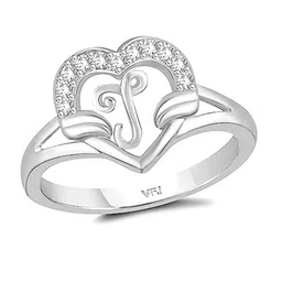 Vighnaharta Rhodium-Plated CZ Studded Alphabet Y Finger Ring image 3