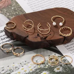 Pinapes Set Of 10 Gold-Plated Adjustable Finger Ring image 5