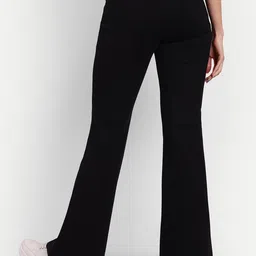 next one Women Flared Black Lycra Blend Trousers image 3