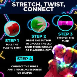 galox LED Light Pop Tubes Fidget Sensory Toys Pull & Stretch for Kids Pack 12 Pop Tube image 2