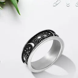 Yellow Chimes Sun Moon Star Design Band Ring image 2