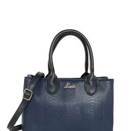 Lavie Ficus Navy Blue Animal Textured Structured Handheld Bag image 2