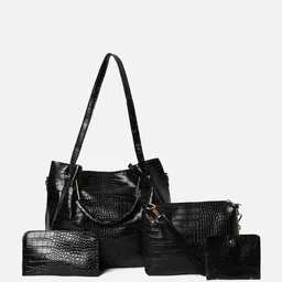 HAUTE SAUCE by Campus Sutra Textured PU Oversized Swagger Handheld Bag with Fringed image 3