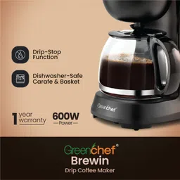 greenchef Automated Electric Drip coffee maker - Brewin 600Watts 6 Cups Coffee Maker image 5