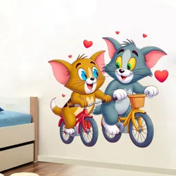 approach decor 47 cm New Funny Cartoon Tom and Jerry Wall Sticker For For Kids room Self Adhesive Sticker image 3